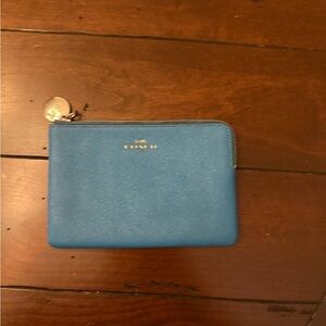 Coach Vibrant Blue Zip Wallet used